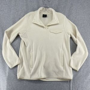 32 Heat Sweater Fleece Pullover Womens Small T Snap Preppy Cream Off-white Color